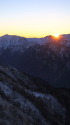 笠ヶ岳と夕日