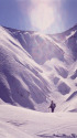光の中の登山者