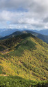 色づく山々